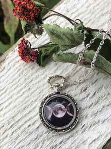 Tri-Moon Pocketwatch Style Necklace
